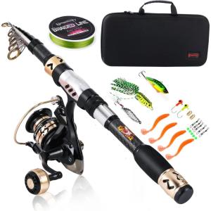 Sougayilang Fishing Pole with Spinning Reel Portable Fishing Rod Reel Combos(2.7M Rod with 3000 Reel)