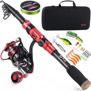 Sougayilang Fishing Pole with Spinning Reel Portable Fishing Rod Reel Combos(2.7M/8.86FT Rod with 3000 Reel)