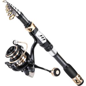 Sougayilang Fishing Pole with Spinning Reel Portable Fishing Rod Reel Combos(3.0M Rod with 4000 Reel)