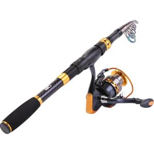 Sougayilang Fishing Rod Reel Combos Carbon Fiber Telescopic Fishing pole with Spinning Reel for Travel Saltwater Freshwater Fishing(Only Fishing Rod and Reel)