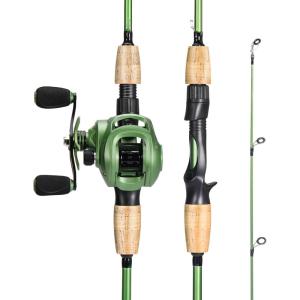 Sougayilang Fishing Rod Reel Combos, Graphite 2Pc Blanks Fishing Pole with Casting & Spinning Reel, Stainless Steel Guides(Casting)