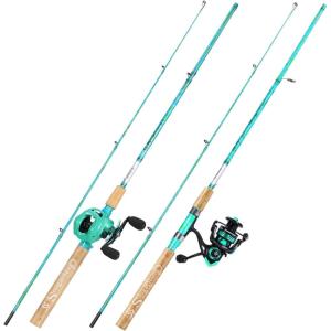 Sougayilang Fishing Rod and Reel Combo, 2-Piece 5-Foot 6-Inch Graphite & Fiberglass Rod, Durable and Strong, Quickset Anti-Reverse Fishing Reel (1Pack/2Pack)(Mix Combo – Right- 2PACKS)