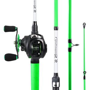 Sougayilang Fishing Rod and Reel Combo, Medium Fishing Pole with Casting Reel, Baitcaster Combo, SuperPolymer Handle(6ft Green-Left Handed Casting Combo)