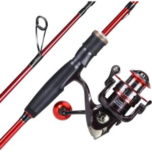 Sougayilang Fishing Rod and Reel Combo, Medium Fishing Pole with Spinning Reel, Baitcaster Combo, SuperPolymer Handle(A: Red)