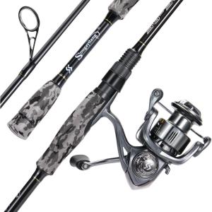 Sougayilang Fishing Rod and Reel Combo, Stainless Steel Guides Fishing Pole with Spinning Reel Combo for Bass Fishing(Grey)
