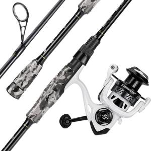 Sougayilang Fishing Rod and Reel Combo, Stainless Steel Guides Fishing Pole with Spinning Reel Combo for Bass Fishing(White)