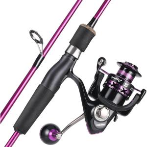 Sougayilang Fishing Rod and Reel Combo, Stainless Steel Guides Fishing Pole with Spinning Reel Combo for Saltwater and Freshwater(purple – Medium)