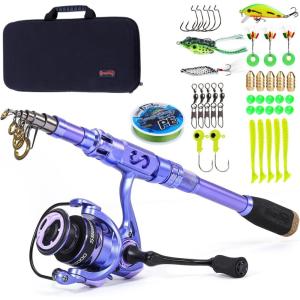 Sougayilang Fishing Rod and Reel Combos Carbon Fiber Telescopic Fishing Pole with Smooth Reel Combo Saltwater Freshwater Kit(2.4m/7.87ft)