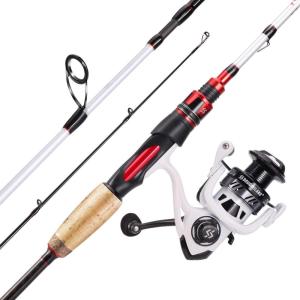 Sougayilang Spinning Combo, Medium Heavy Fishing Pole and 2000 Spinning Reel Set, Fishing Rod and Reel Commbo for Bass Fishing Tackle(B: Pearl White)