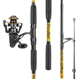 Sougayilang Spinning Rod Combo – MH Action Fishing Pole with Bait Feeder Reel for Catfish, Salmon, Steelhead Freshwater Saltwater Fishing- 7’0″/7’6″(7’6″)