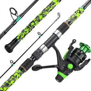 Sougayilang Surf Fishing Rod and Reel Combo Medium/Heavy 3 Piece Travel Spinning Rod with 4000 Size Reel Baitfeeder Combo(9’/10’/11′)(green)