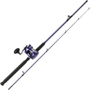 Sougayilang Trolling Fishing Rod Reel Combo – Heavy Duty Inshore/Catfish Rod with 4000 Size Reel, 2-Piece Saltwater Combo for Big Game Fish- 7’0″(Left)