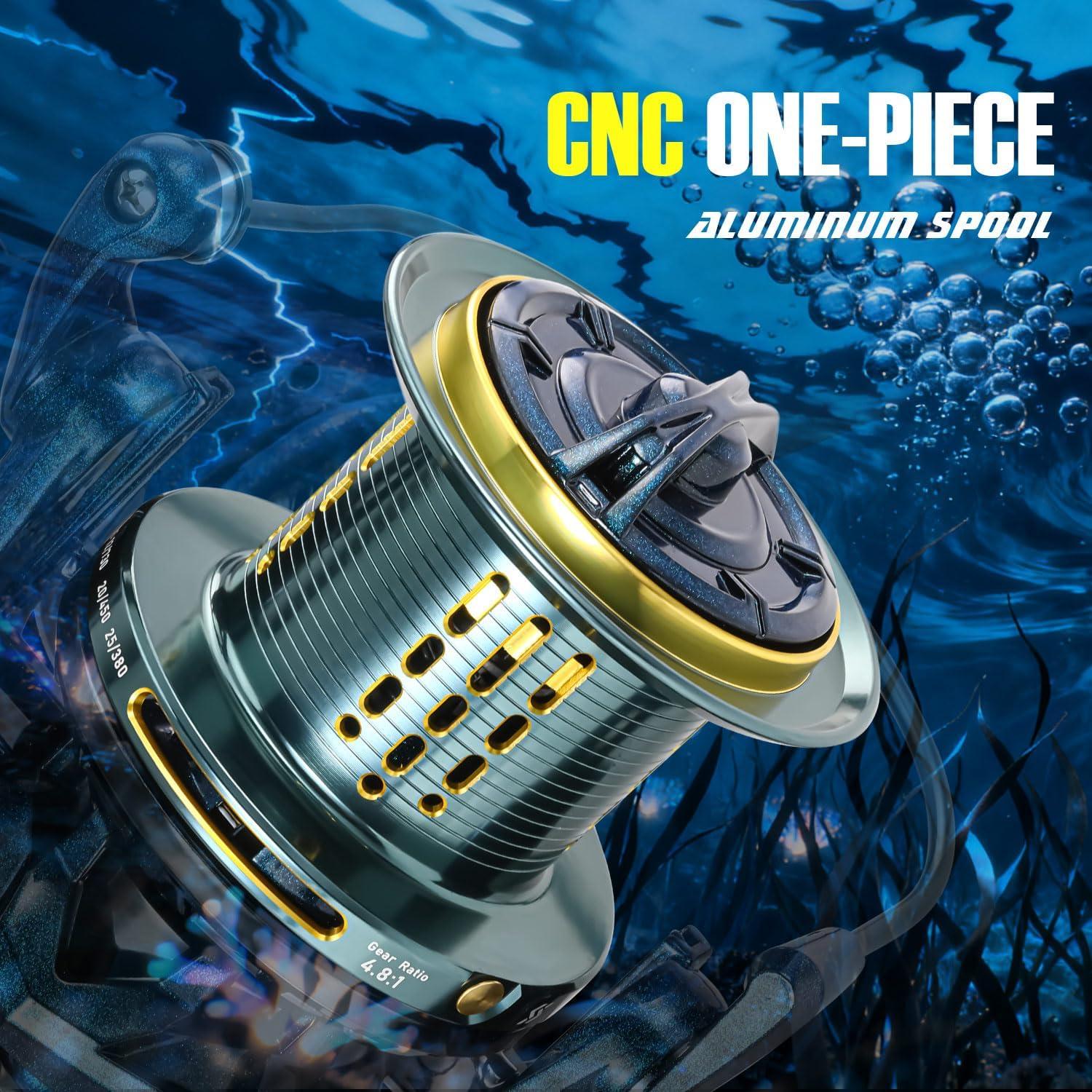 image:imageSougayilang 100001200014000 Surf Spinning Reel 131 Stainless Bearings for Ultra Smooth Drag Powerful Saltwater Fishing Reel for Heavy Duty Surf CastingGreen