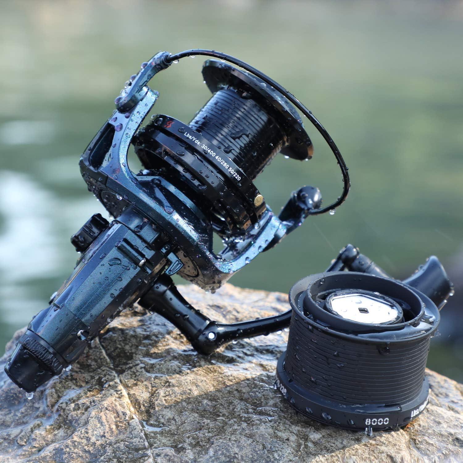 image:imageSougayilang 100001200014000 Surf Spinning Reel 131 Stainless Bearings for Ultra Smooth Drag Powerful Saltwater Fishing Reel for Heavy Duty Surf CastingBlack