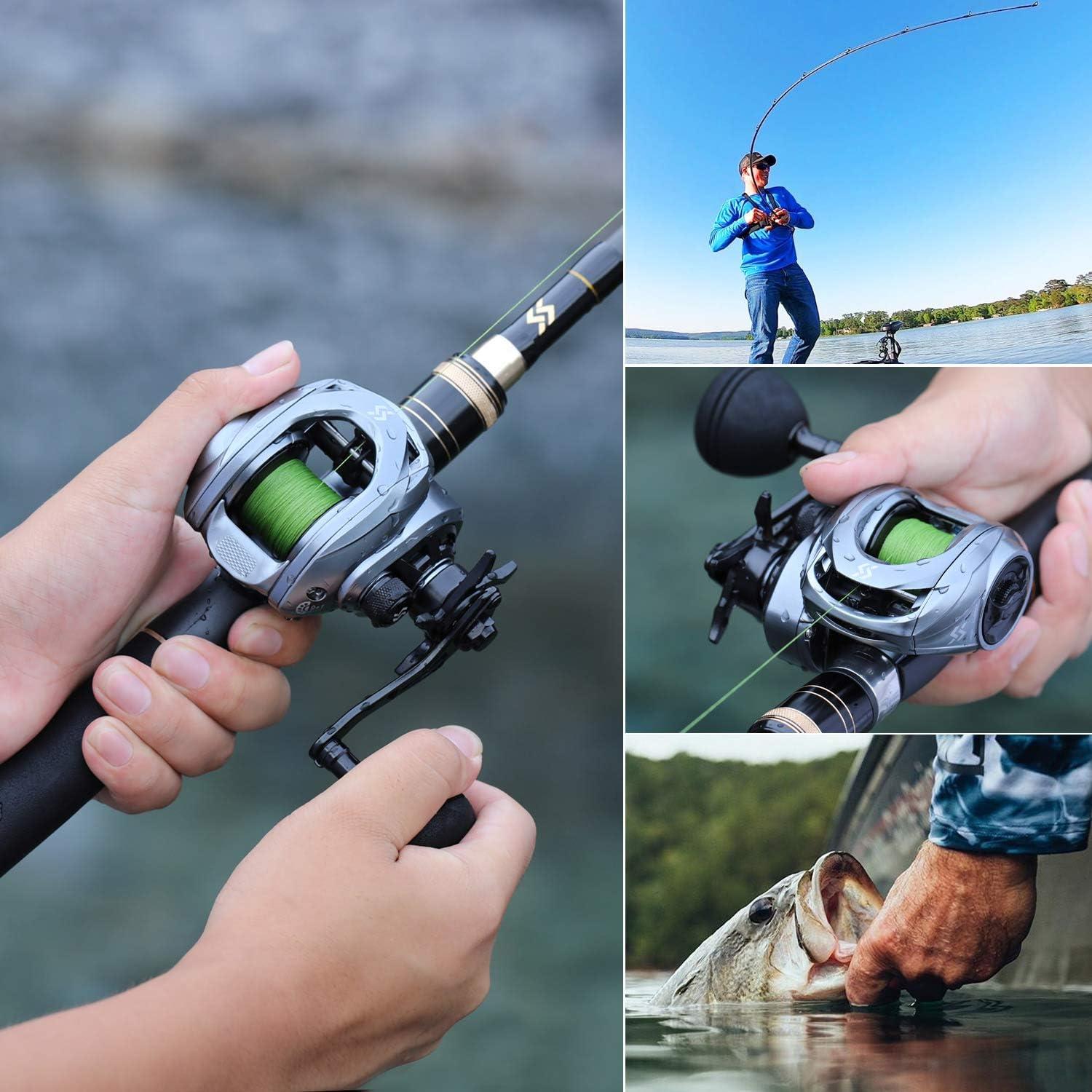 image:imageSougayilang Baitcasting Fishing Reel High Speed Baitcaster with 91 Ball Bearings Gear Ratio 801 Magnetic Brake System Power Handle Casting ReelsGray Left Handed