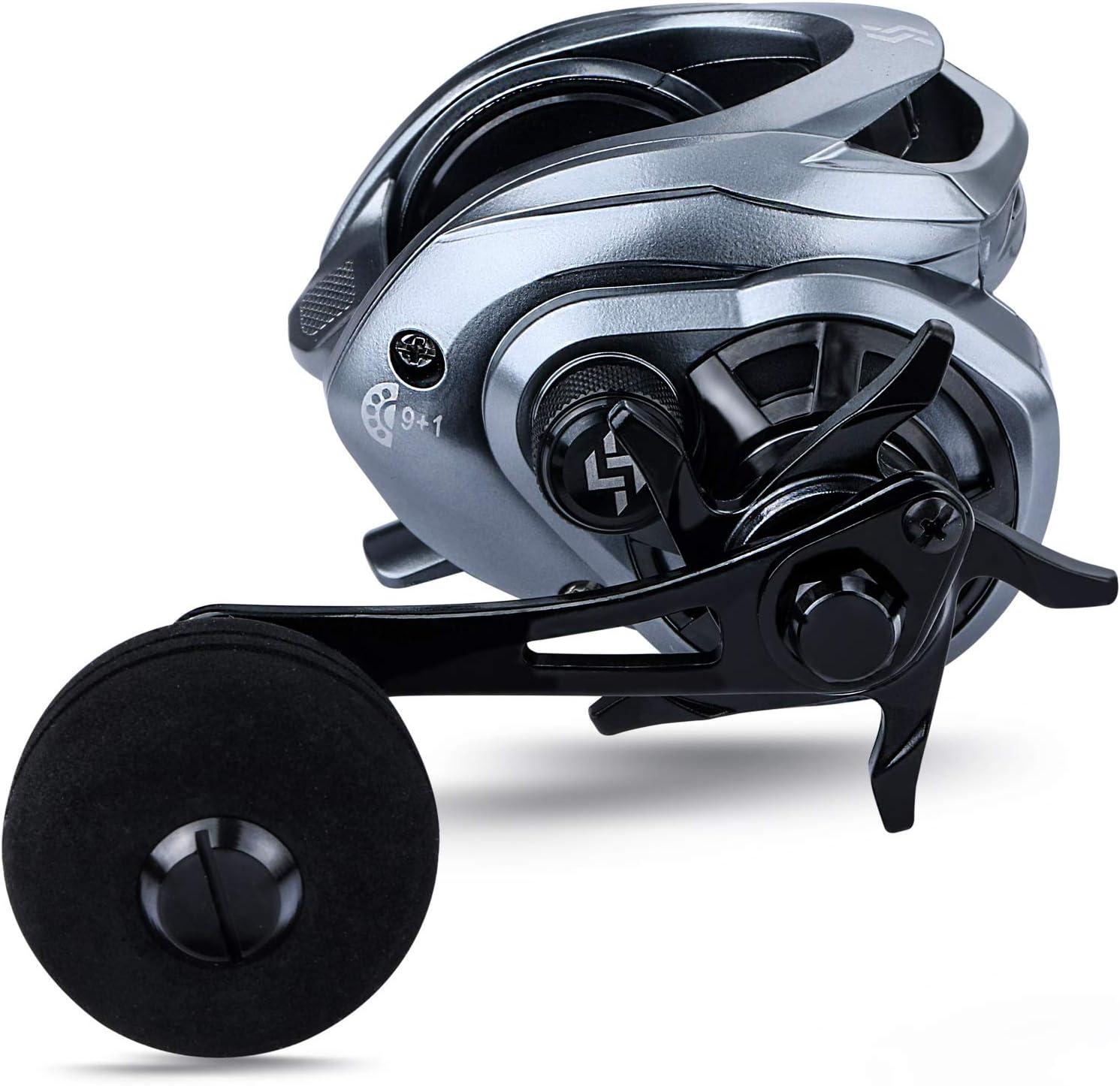 image:imageSougayilang Baitcasting Fishing Reel High Speed Baitcaster with 91 Ball Bearings Gear Ratio 801 Magnetic Brake System Power Handle Casting ReelsGray Right Handed