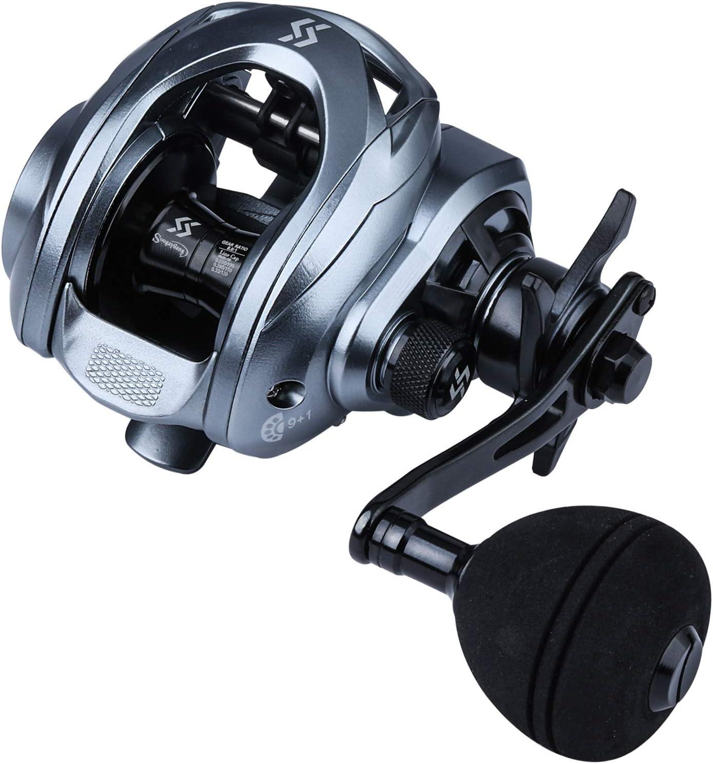 image:imageSougayilang Baitcasting Fishing Reel High Speed Baitcaster with 91 Ball Bearings Gear Ratio 801 Magnetic Brake System Power Handle Casting ReelsGray Right Handed