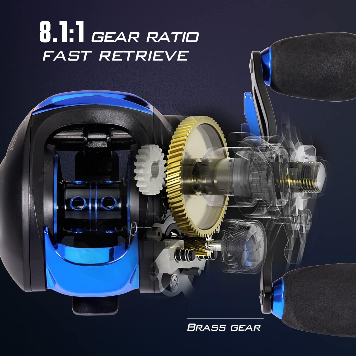 image:imageSougayilang Baitcasting Fishing Reel with 9 1 AntiReverse Ball Bearings 811 HighSpeed Gear Ratio Casting ReelBlue Right Handed