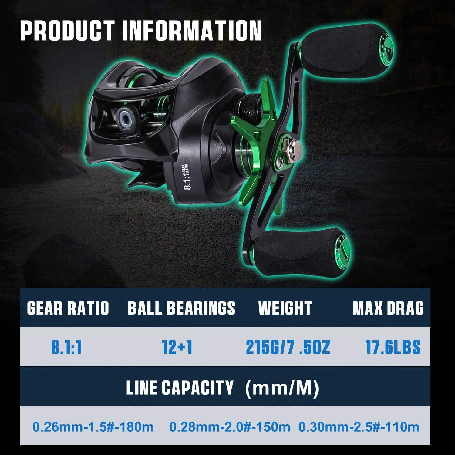 image:imageSougayilang Baitcasting Fishing Reel with 9 1 AntiReverse Ball Bearings 811 HighSpeed Gear Ratio Casting ReelGreen Left Handed