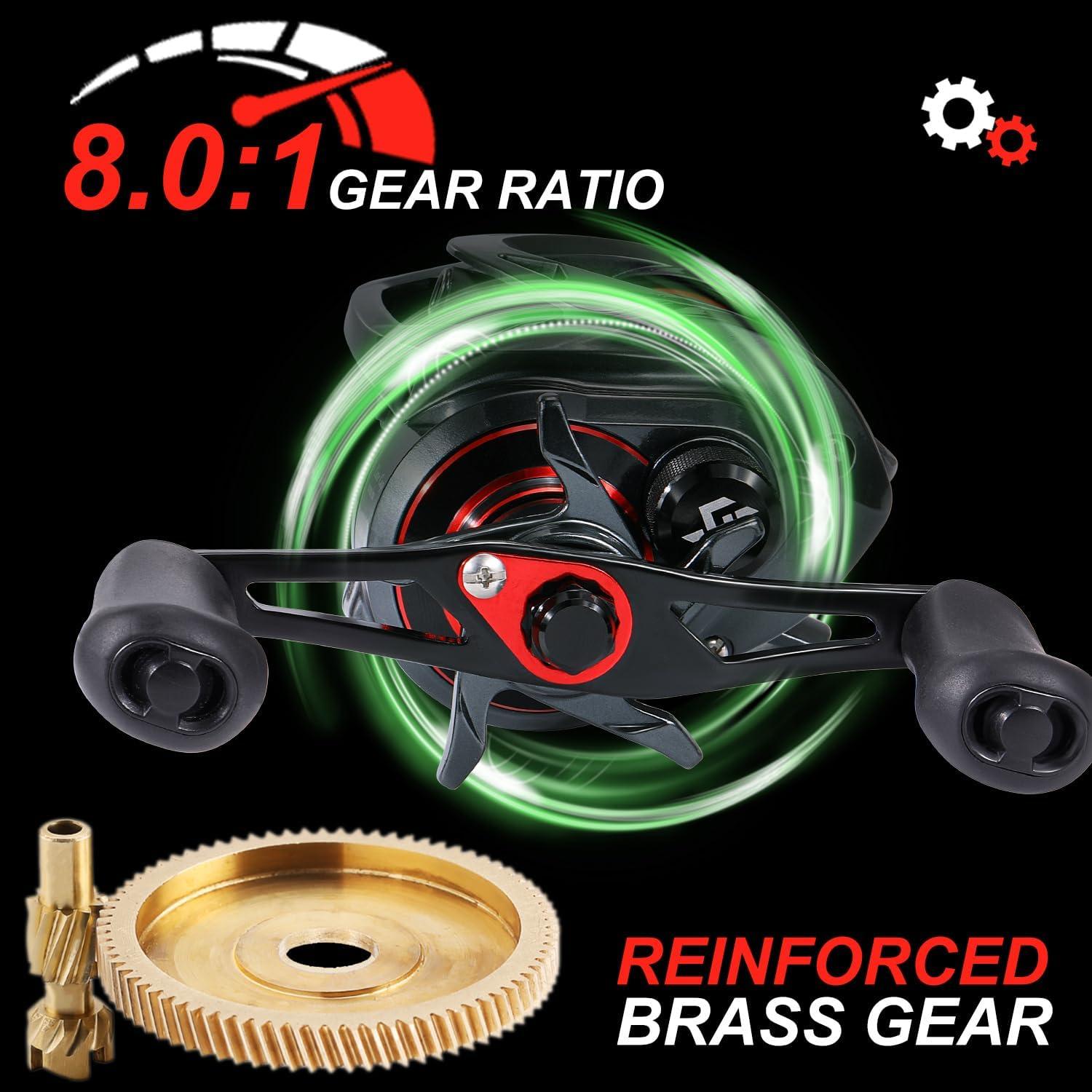 image:imageSougayilang Baitcasting Fishing Rod and Reel Combo Medium 67 Low Profile with SuperPolymer HandleCastRight hand70Medium