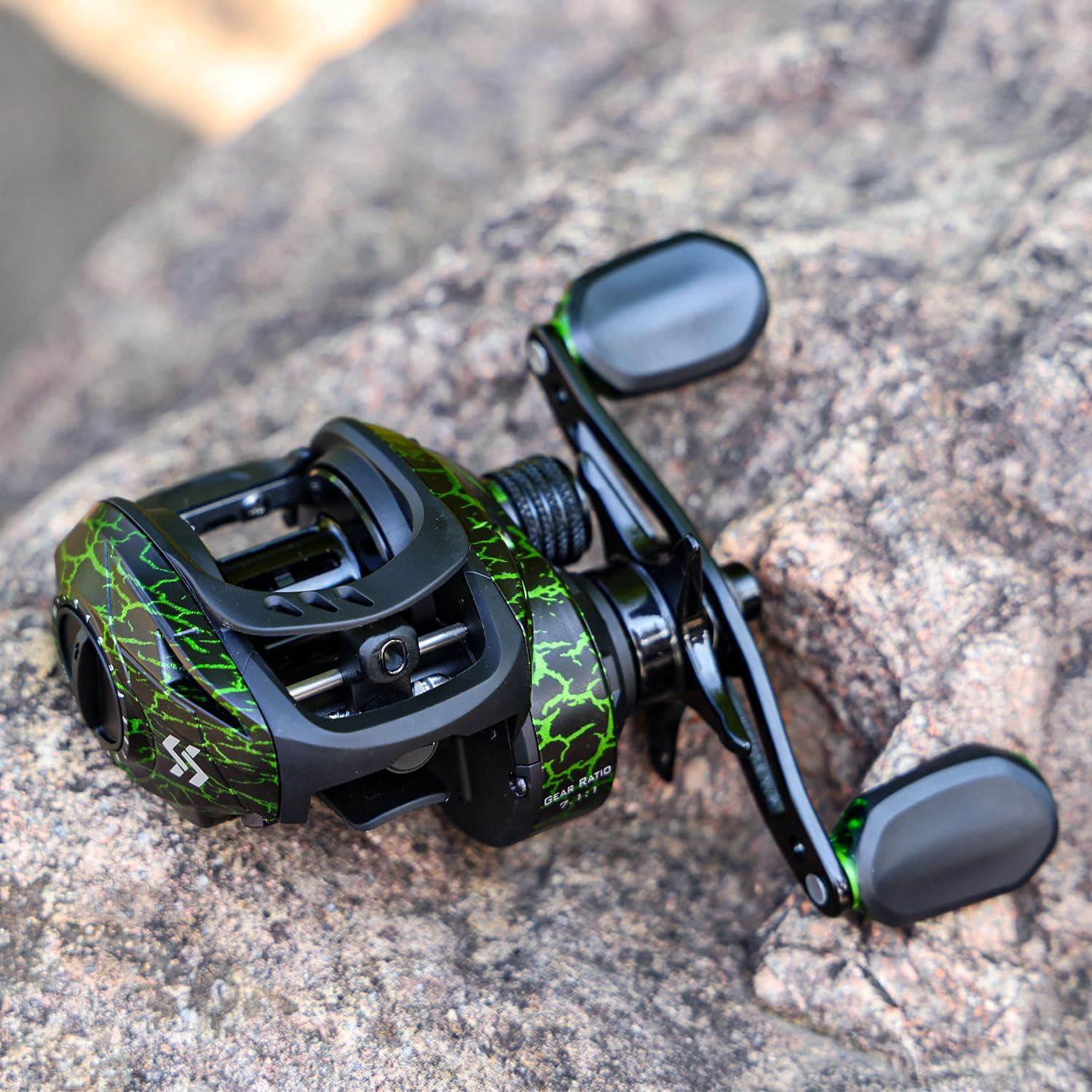 image:imageSougayilang Baitcasting Reel 18LB Carbon Fiber Drag 711 Baitcasters Hightech Innovation Baitcast Fishing ReelsGreenRight Handed