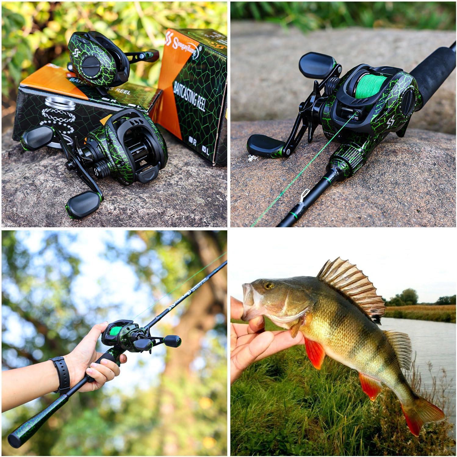 image:imageSougayilang Baitcasting Reel 18LB Carbon Fiber Drag 711 Baitcasters Hightech Innovation Baitcast Fishing ReelsGreenRight Handed