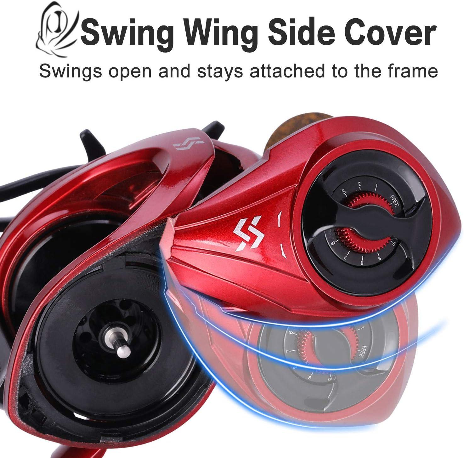 image:imageSougayilang Baitcasting Reels 81 Gear Ratio Fishing Reel with Magnetic Braking System Casting Reel 9 1 Ball Bearings Super Smooth AntiCorrosion Baitcaster ReelEnergy RedRight