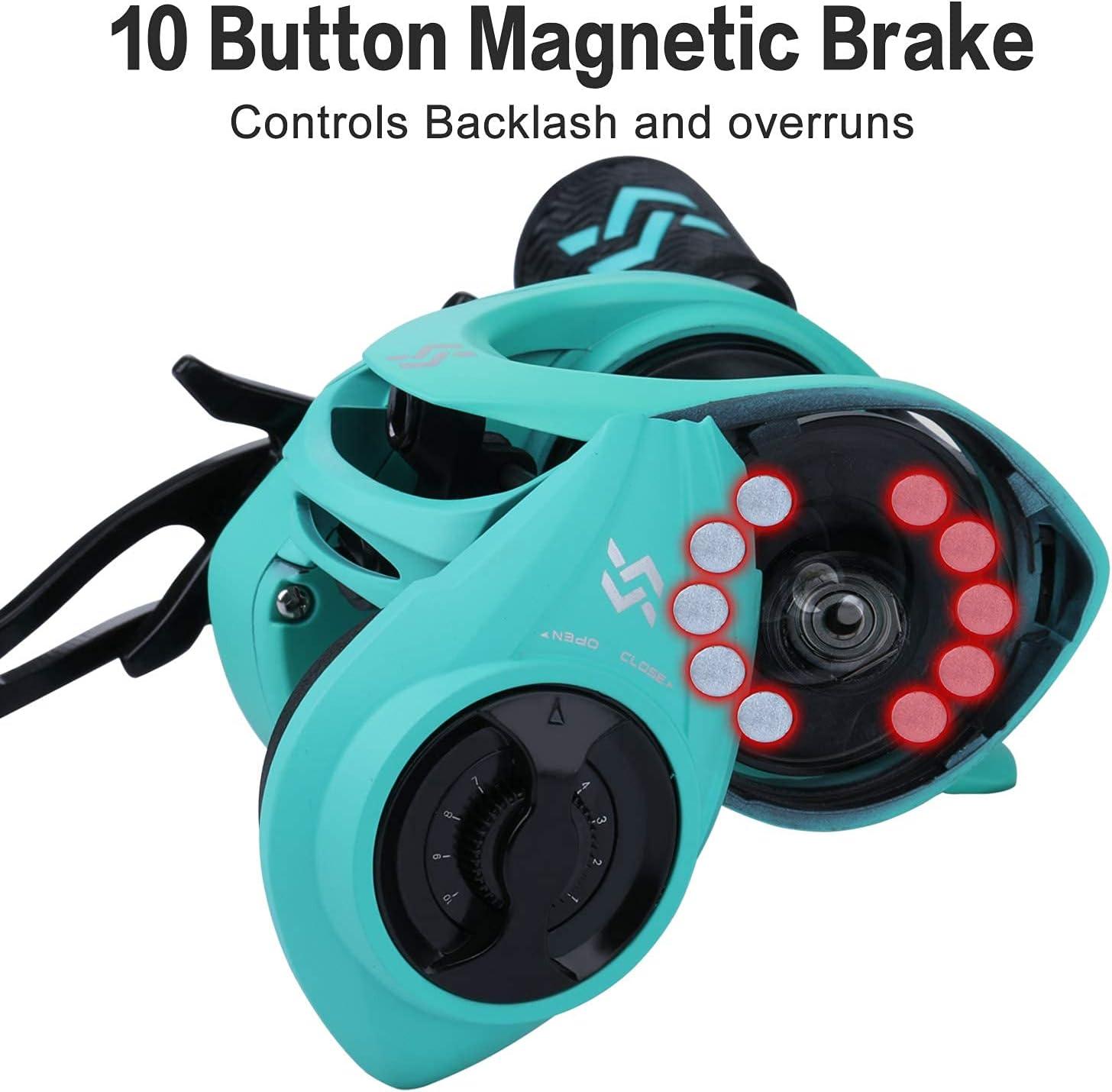 image:imageSougayilang Baitcasting Reels 81 Gear Ratio Fishing Reel with Magnetic Braking System Casting Reel 9 1 Ball Bearings Super Smooth AntiCorrosion Baitcaster ReelTurquoiseeRight