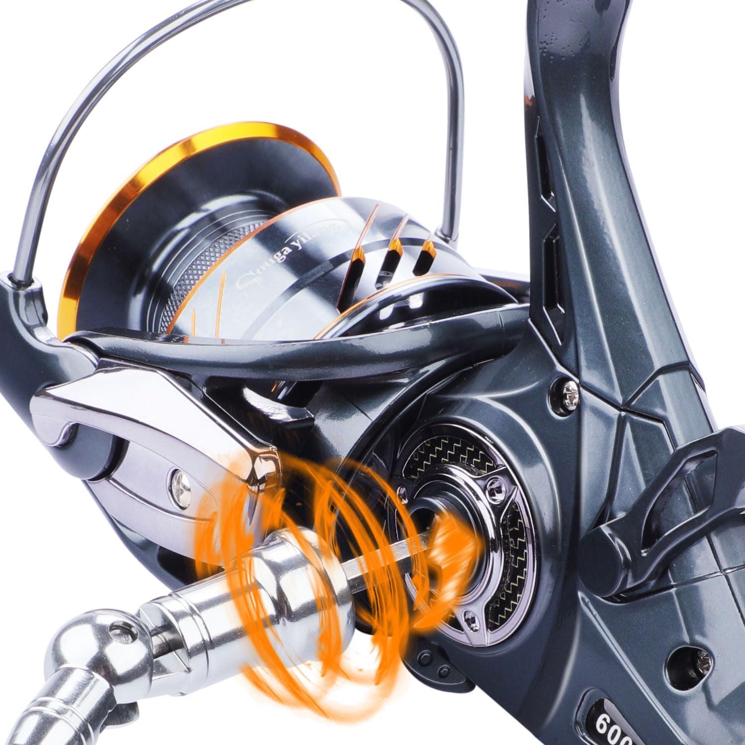 image:imageSougayilang Carp Fishing Reel51 Shielded Stainless Steel BBCarbon Fiber Drag Carp Reels for Saltwater or Freshwater Spinning Reels Fishing ReelsABDM4000