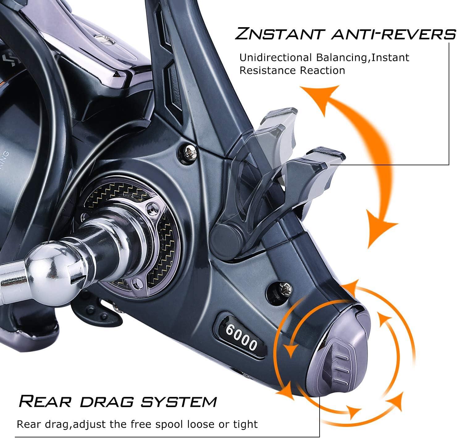 image:imageSougayilang Carp Fishing Reel51 Shielded Stainless Steel BBCarbon Fiber Drag Carp Reels for Saltwater or Freshwater Spinning Reels Fishing ReelsBDM6000