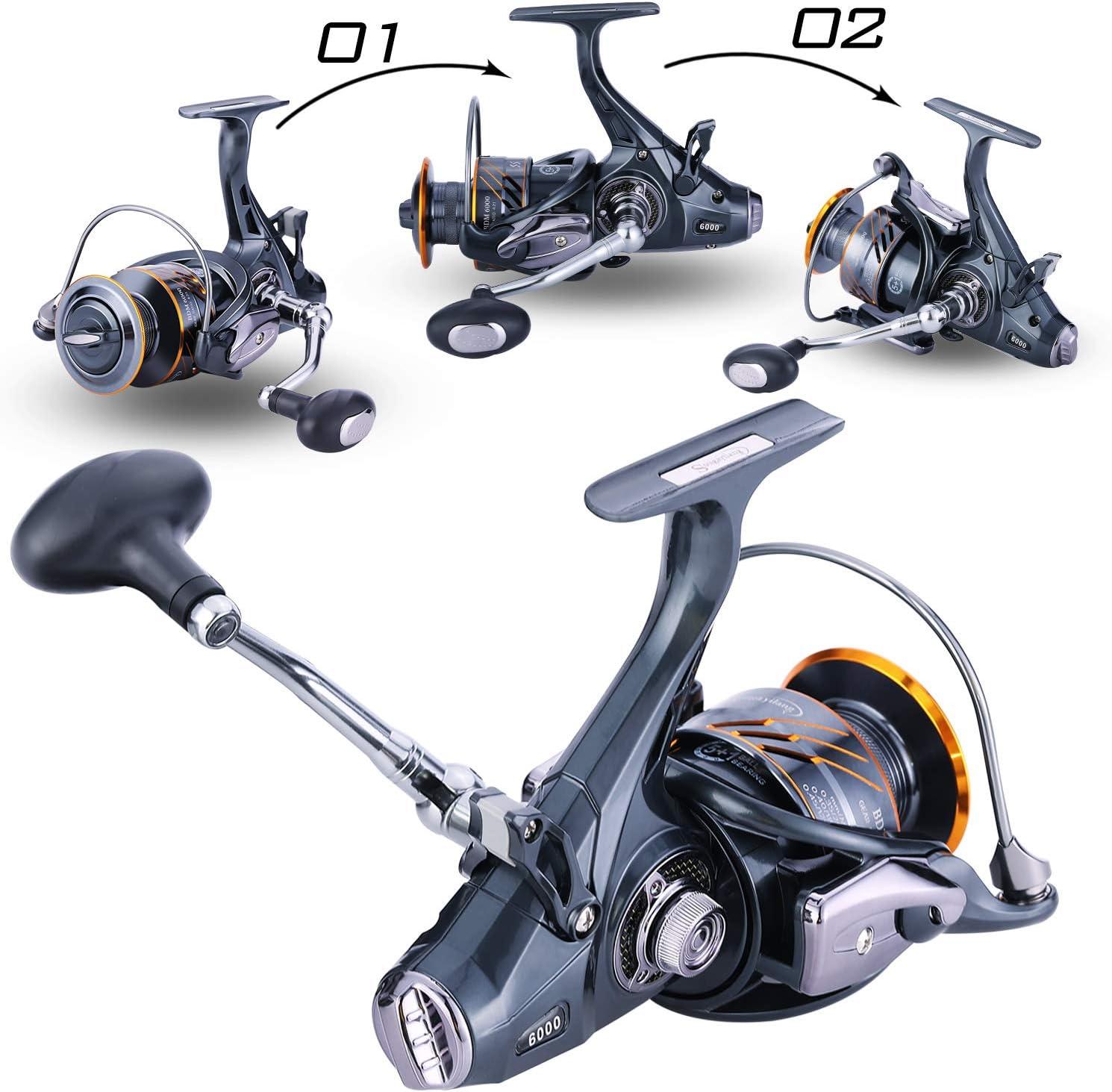 image:imageSougayilang Carp Fishing Reel51 Shielded Stainless Steel BBCarbon Fiber Drag Carp Reels for Saltwater or Freshwater Spinning Reels Fishing ReelsBDM6000