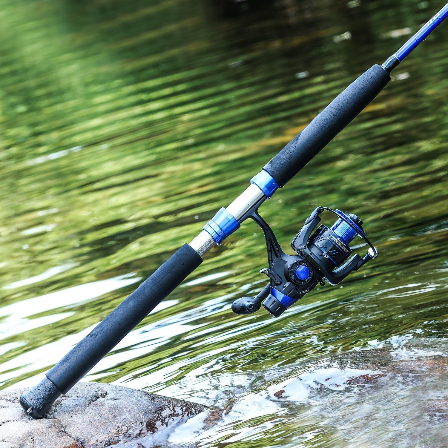 image:imageSougayilang Catfish Fishing Rod Combo IM8 Carbon 2 Piece MH Power Portable Travel Spinning Rod with 4000 Size Spinning Reel 70