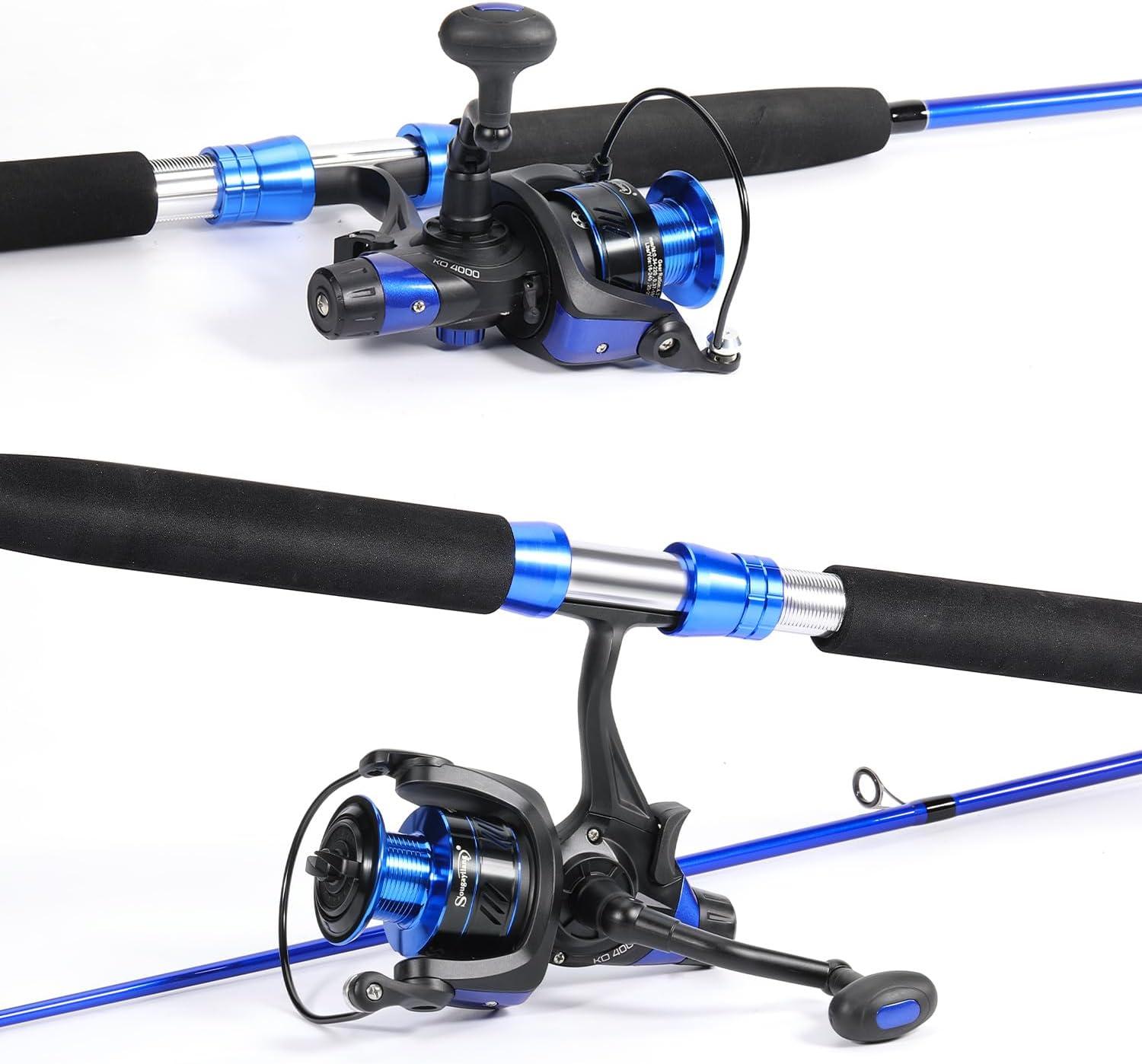 image:imageSougayilang Catfish Fishing Rod Combo IM8 Carbon 2 Piece MH Power Portable Travel Spinning Rod with 4000 Size Spinning Reel 70