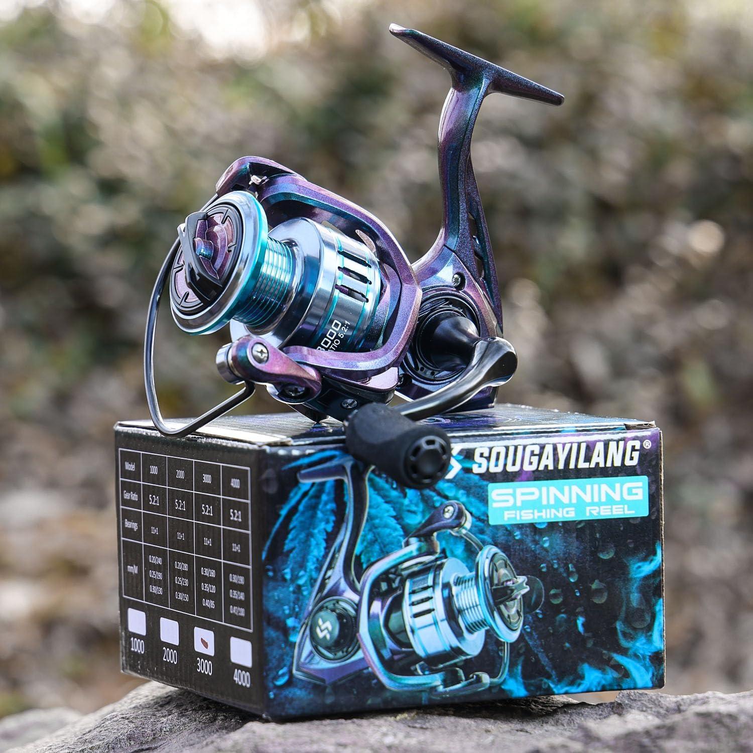 image:imageSougayilang Chameleon Paint Spinning Fishing ReelSuper Powerful Smooth Drag with 111 Ball Bearings from 1000 to 4000 Series for Freshwater Saltwatercolorful