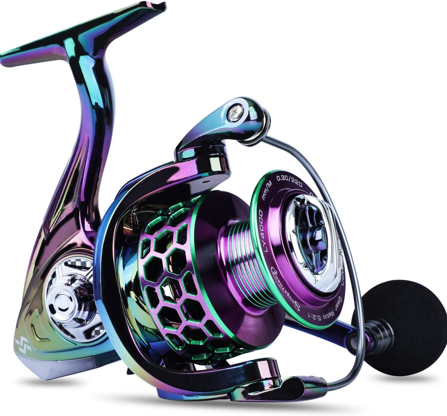 image:imageSougayilang Colorful Fishing Reel 13 1 BB Light Weight Ultra Smooth Powerful Spinning Reels with CNC Line Management Graphite Frame for FreshwaterLY2000