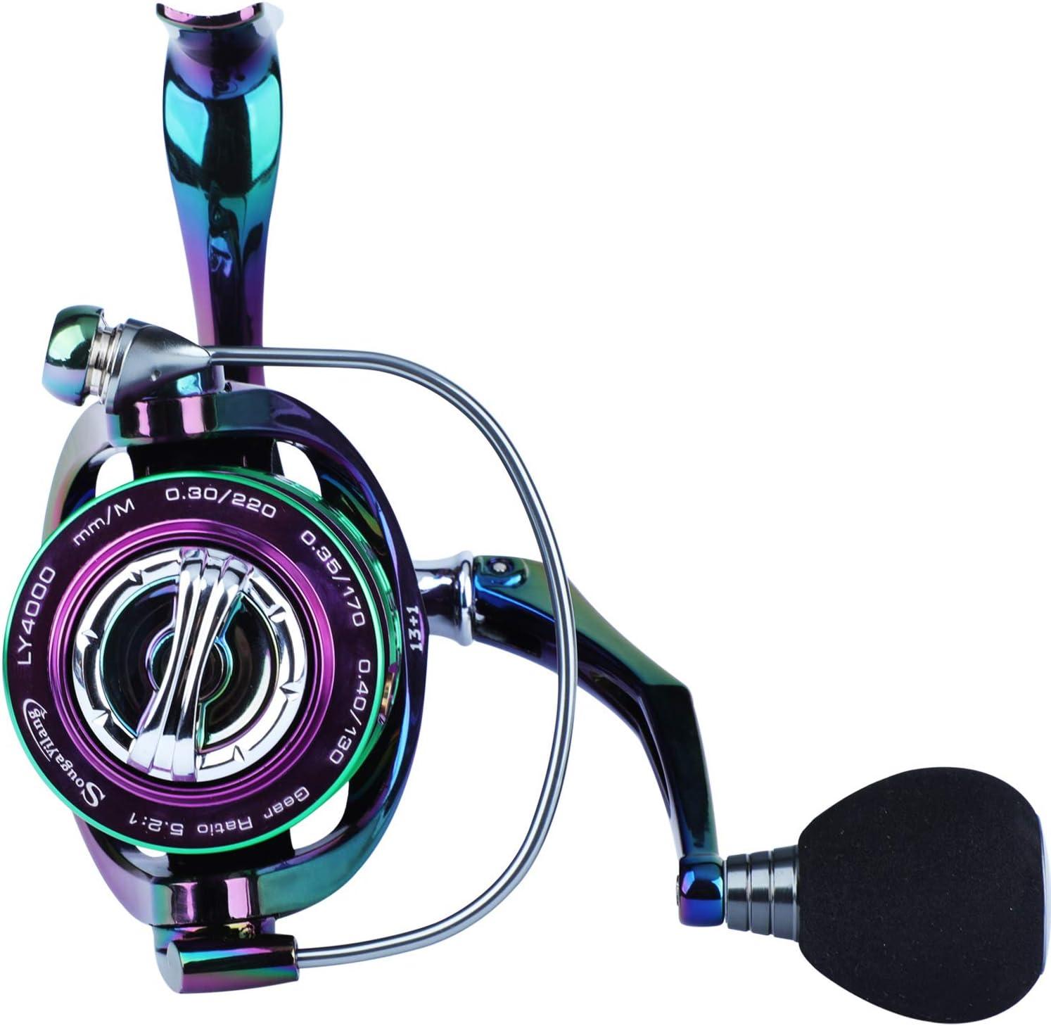 image:imageSougayilang Colorful Fishing Reel 13 1 BB Light Weight Ultra Smooth Powerful Spinning Reels with CNC Line Management Graphite Frame for FreshwaterLY2000