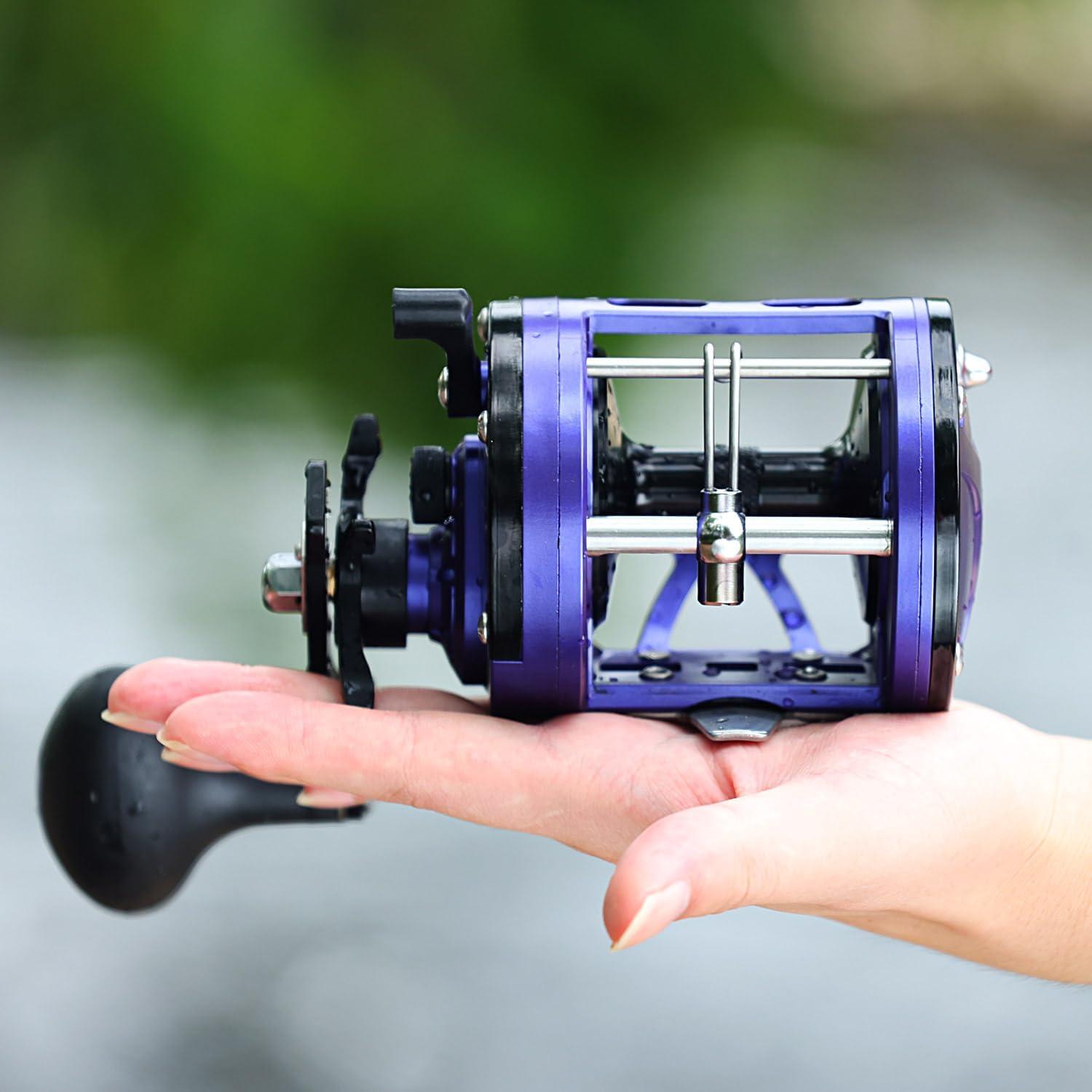 image:imageSougayilang Conventional Fishing ReelSmooth Powerful Inshore Surf Trolling Reel Baitcasting Reel for Catfish Musky Bass PikePurple Left Hand