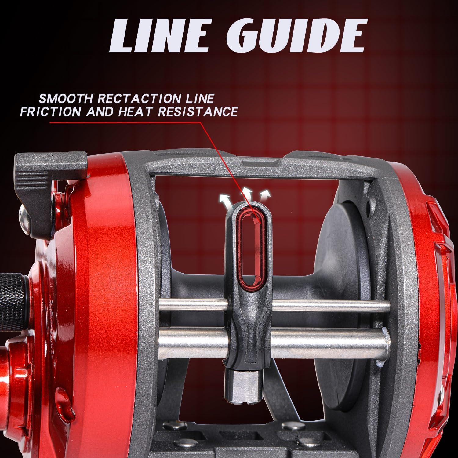 image:imageSougayilang Conventional Level Wind Fishing ReelInshore Surf Trolling Reel for Catfish Musky Bass for Freshwater SaltwaterRedRight Hand