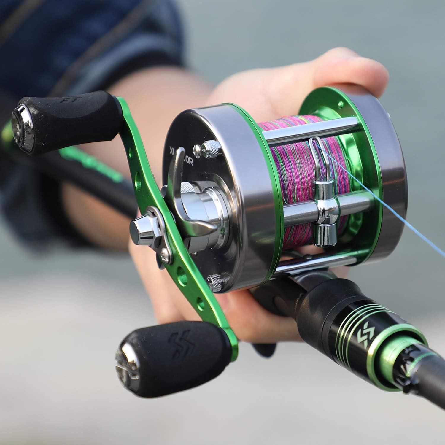 image:imageSougayilang Conventional Reel Round Baitcasting Fishing Reel for Catfish SalmonSteelhead Striper Bass and Inshore Saltwater Fishing Reel Reinforced Metal BodyLeft Hand