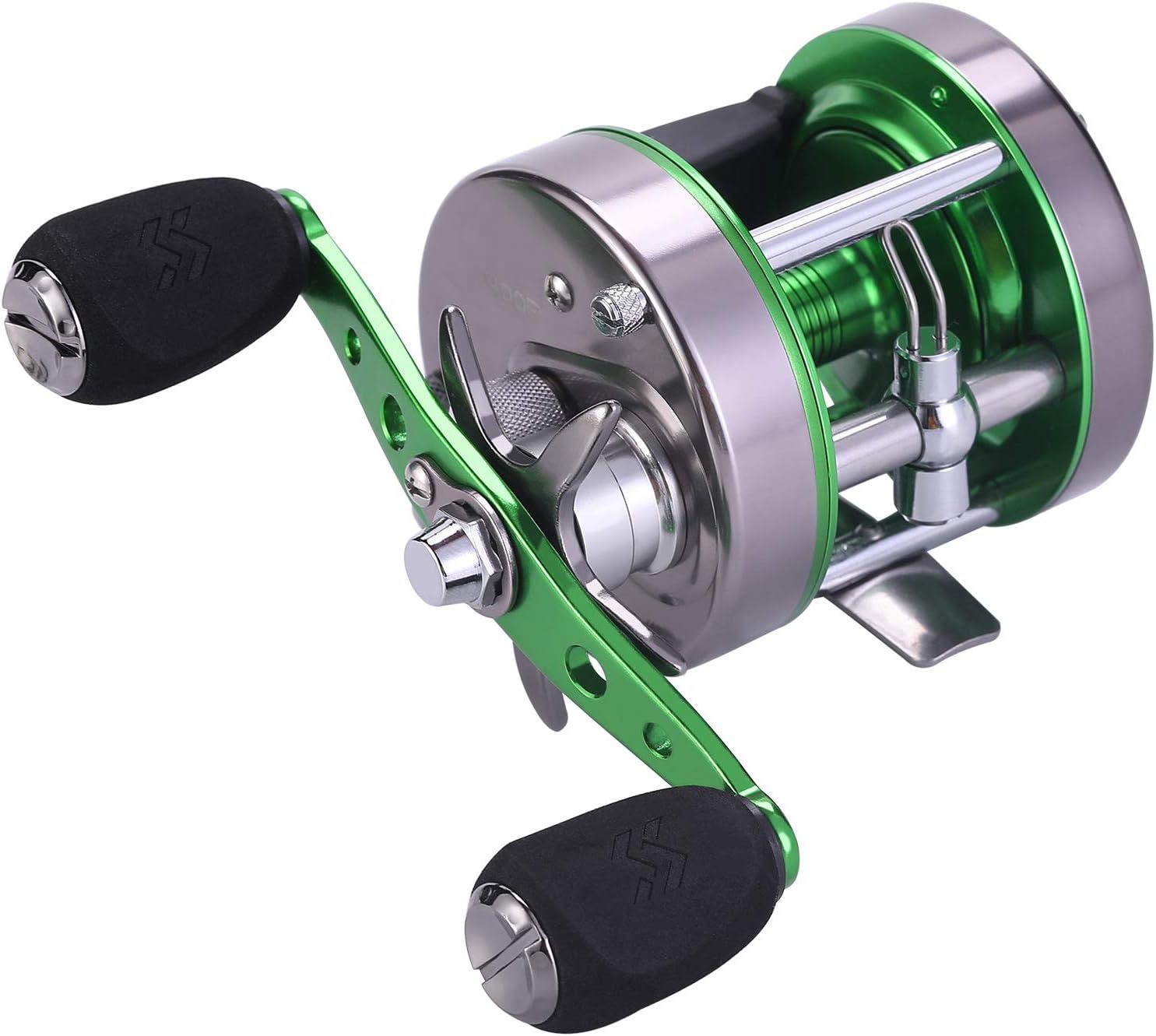 image:imageSougayilang Conventional Reel Round Baitcasting Fishing Reel for Catfish SalmonSteelhead Striper Bass and Inshore Saltwater Fishing Reel Reinforced Metal BodyRight Hand