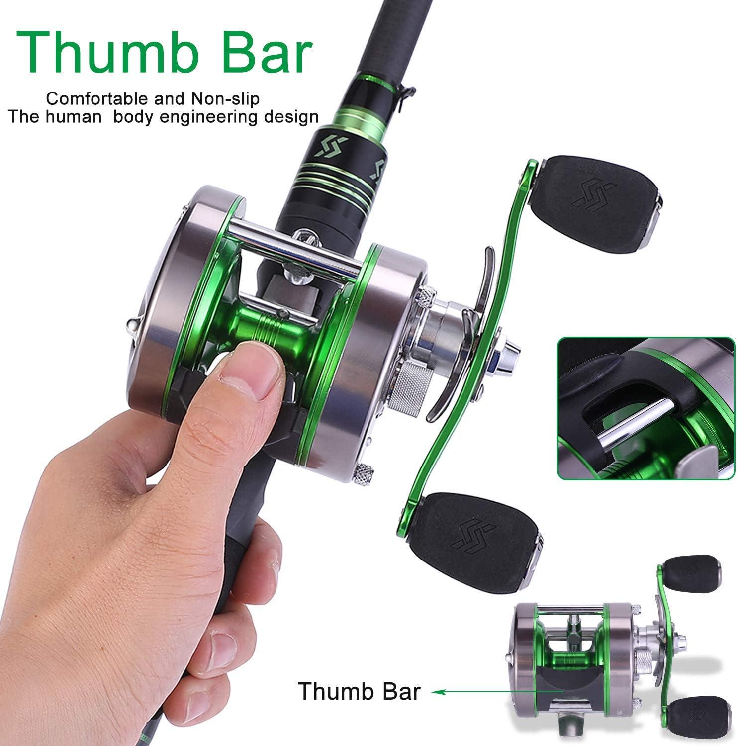 image:imageSougayilang Conventional Reel Round Baitcasting Fishing Reel for Catfish SalmonSteelhead Striper Bass and Inshore Saltwater Fishing Reel Reinforced Metal BodyRight Hand