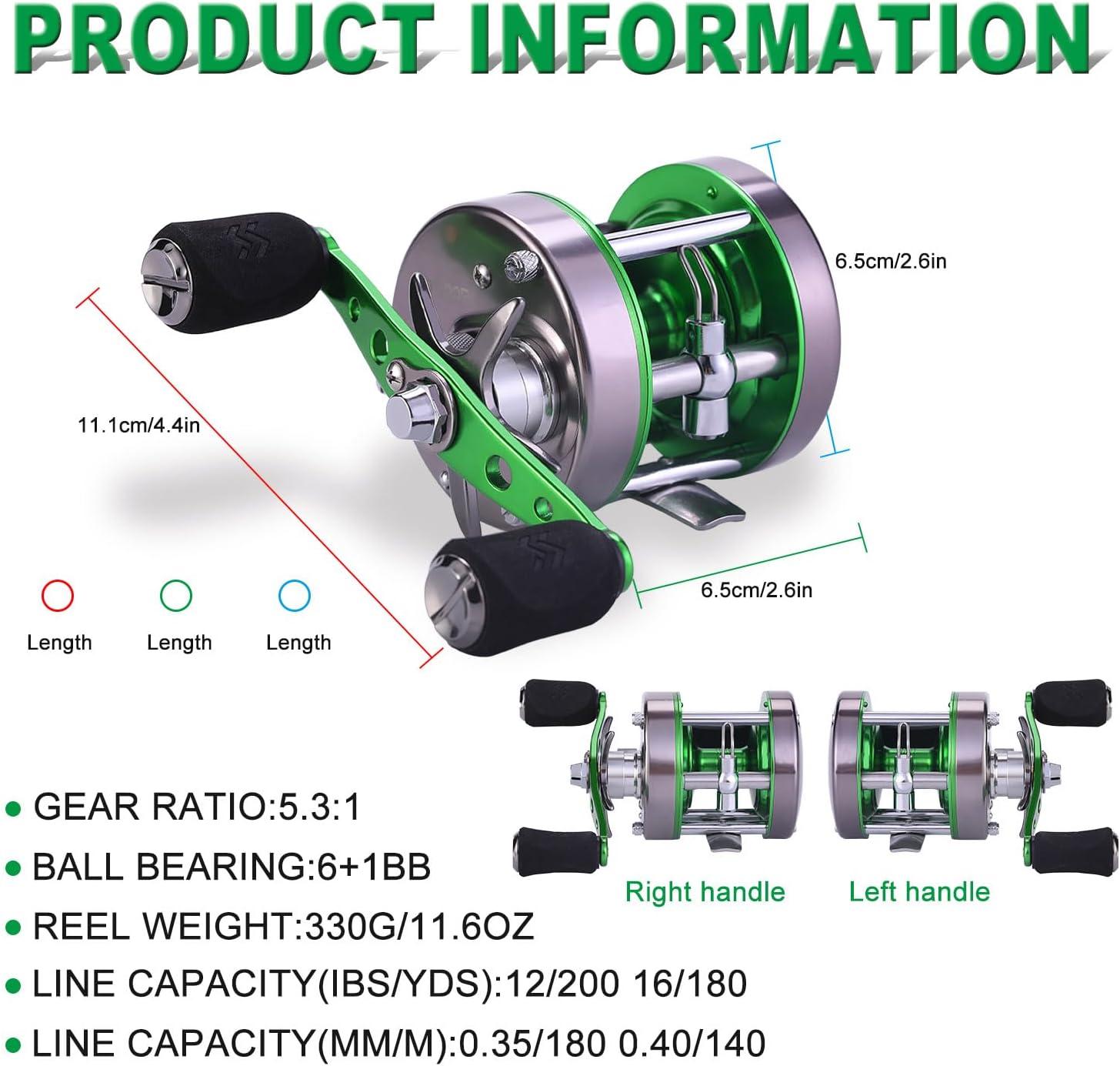 image:imageSougayilang Conventional Reel Round Baitcasting Fishing Reel for Catfish SalmonSteelhead Striper Bass and Inshore Saltwater Fishing Reel Reinforced Metal BodyRight Hand