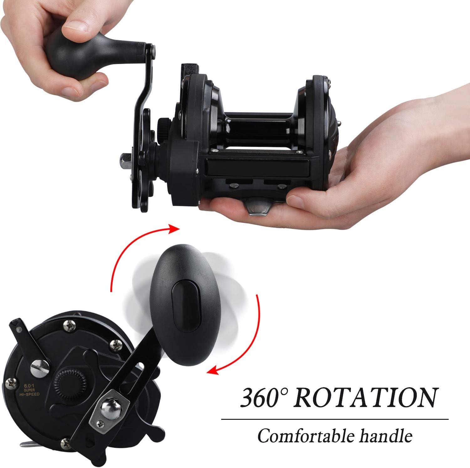 image:imageSougayilang Conventional Reel Trolling Fishing Reel Powerful Drag Fishing Reel for Saltwater Big GameBlack30