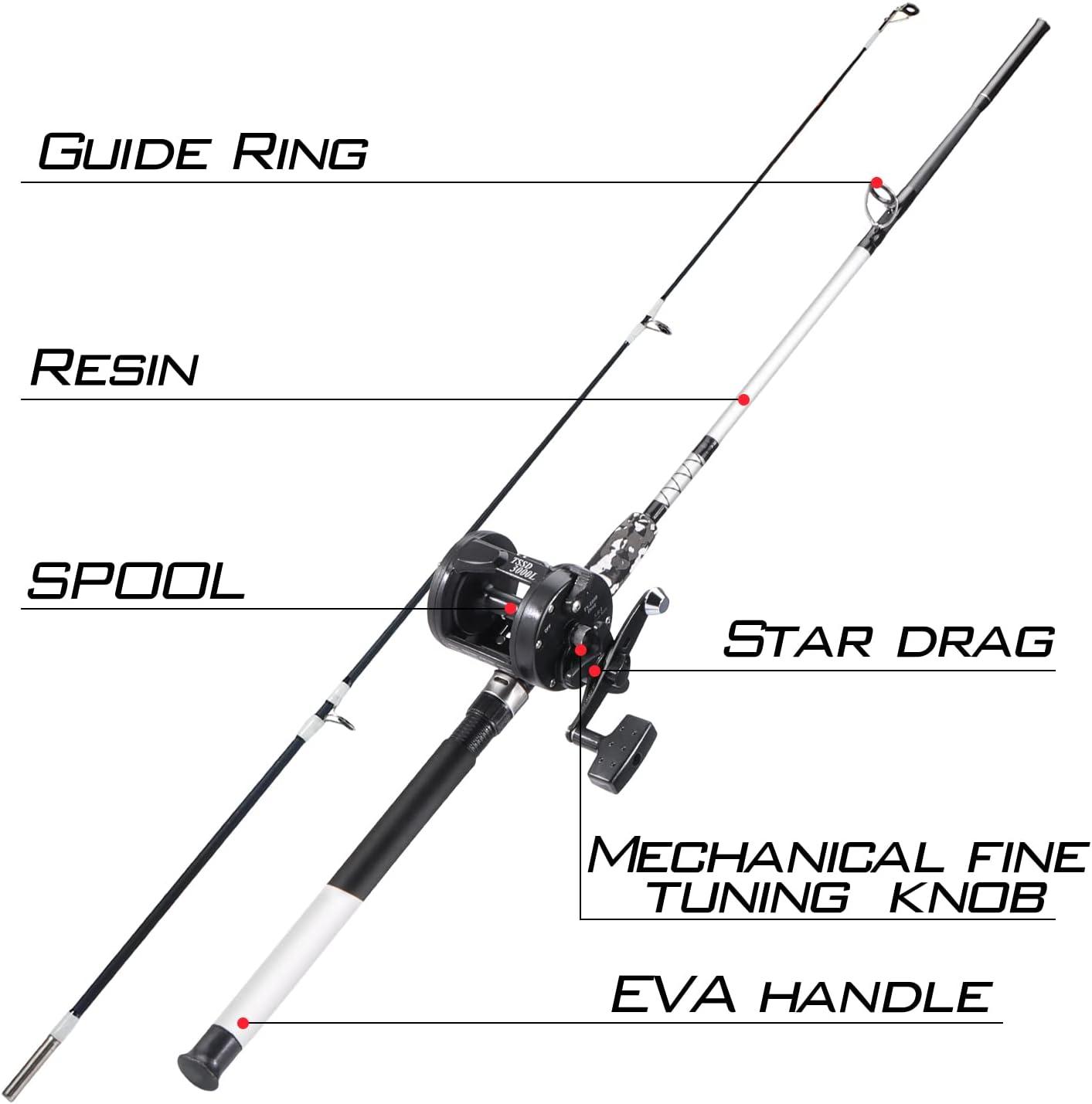 image:imageSougayilang Conventional Reel and Fiberglass Fishing Rod Combo Medium Heavy for Catfish Angling7FT3000