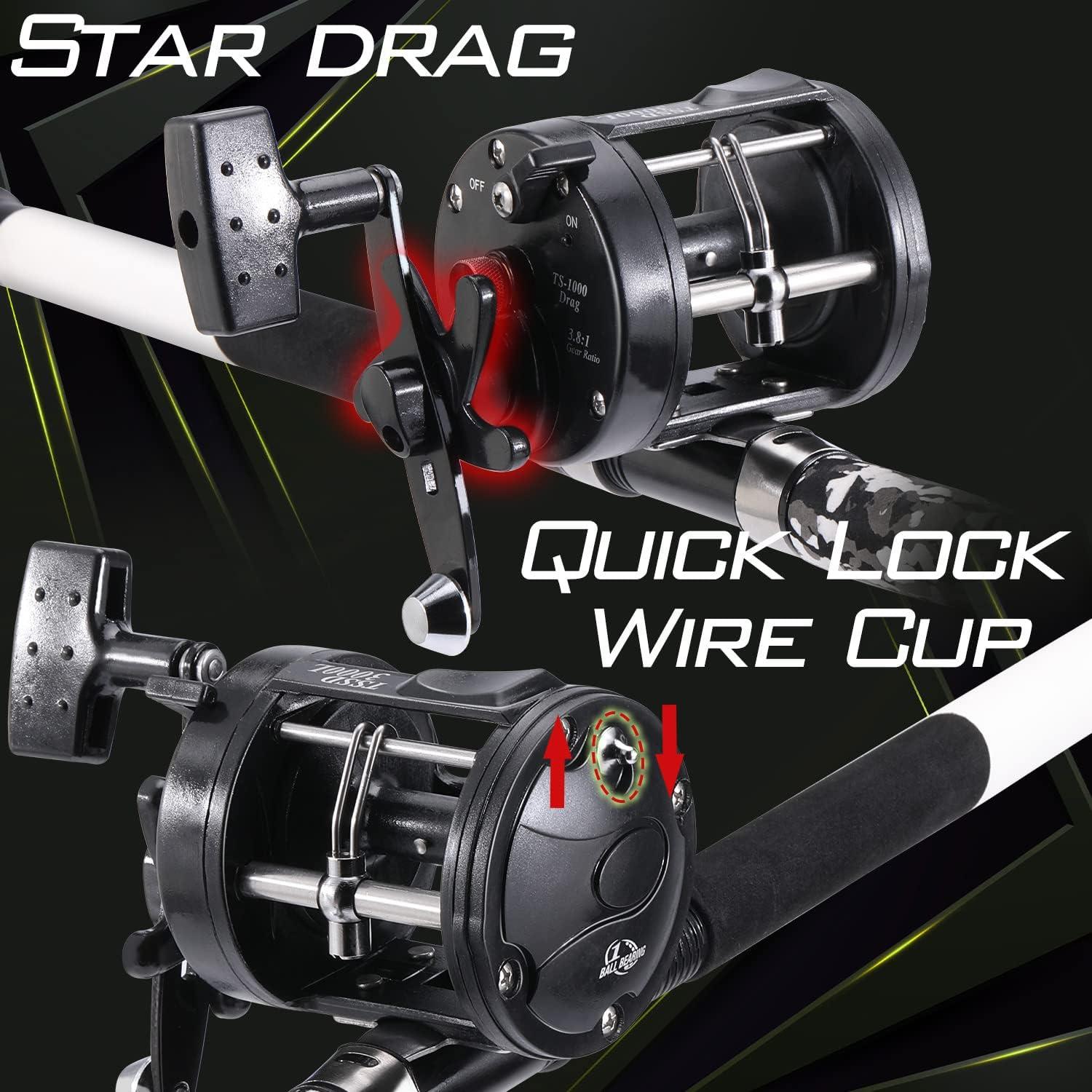 image:imageSougayilang Conventional Reel and Fiberglass Fishing Rod Combo Medium Heavy for Catfish Angling7FT3000