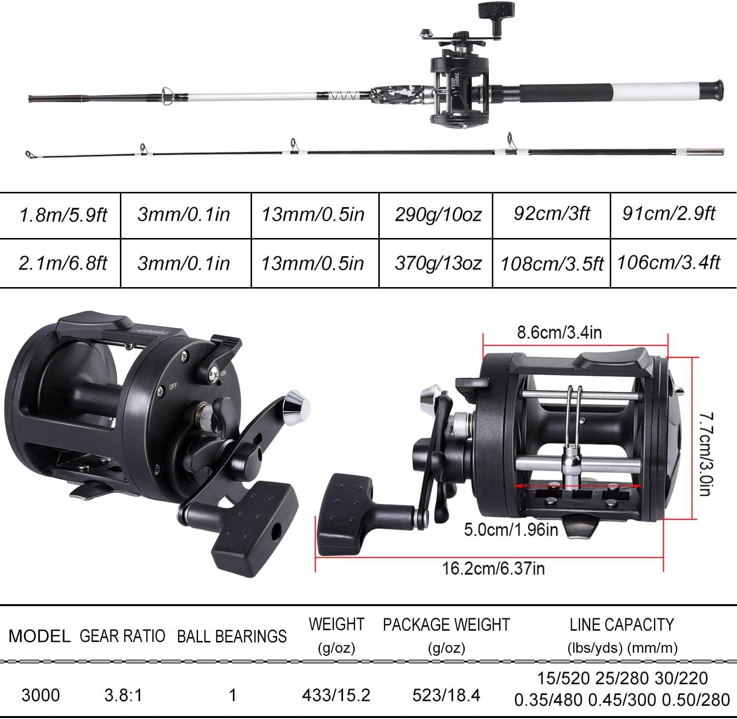 image:imageSougayilang Conventional Reel and Fiberglass Fishing Rod Combo Medium Heavy for Catfish Angling7FT3000
