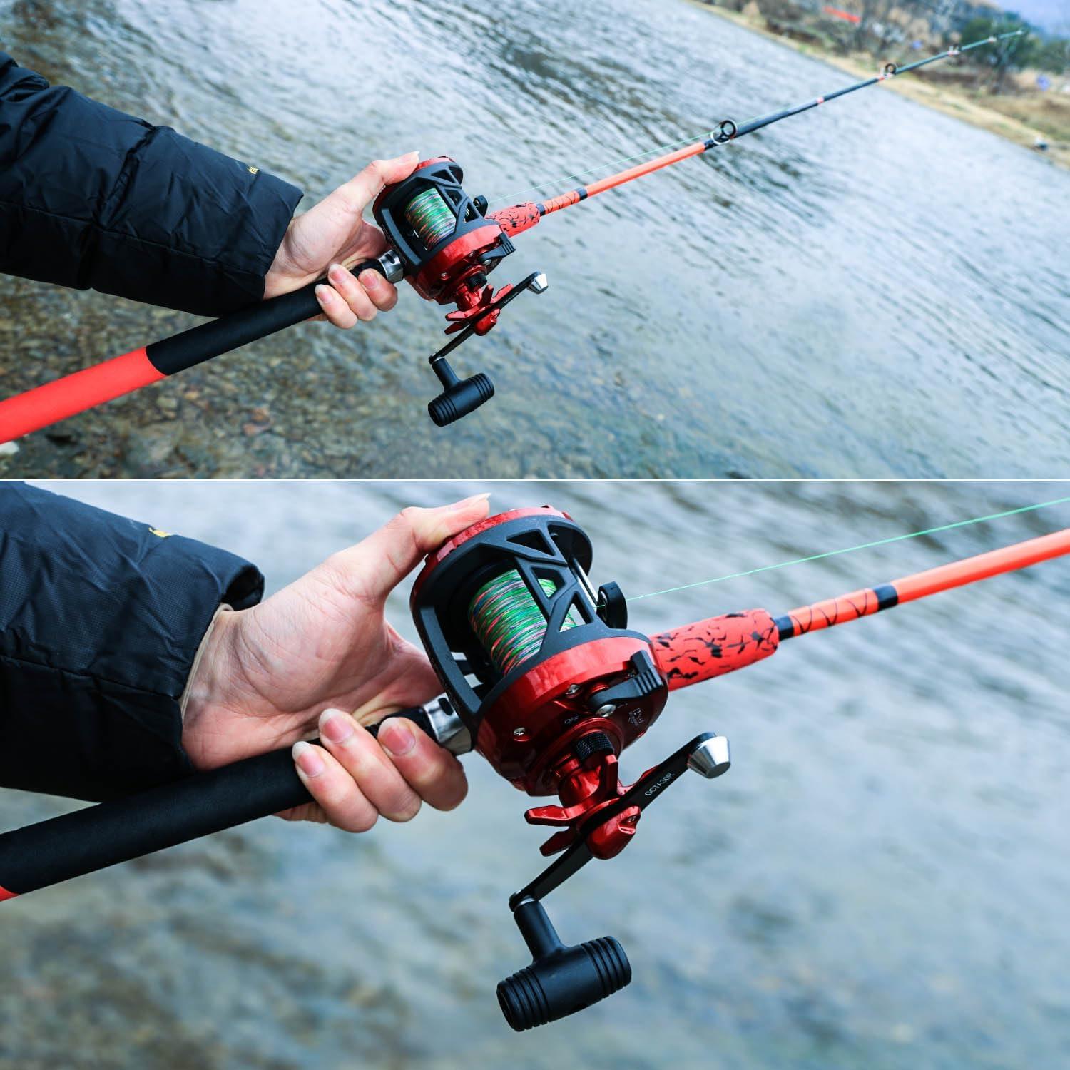 image:imageSougayilang Conventional Reel and Fiberglass Fishing Rod Combo Medium Heavy for Catfish AnglingRed6FT3000