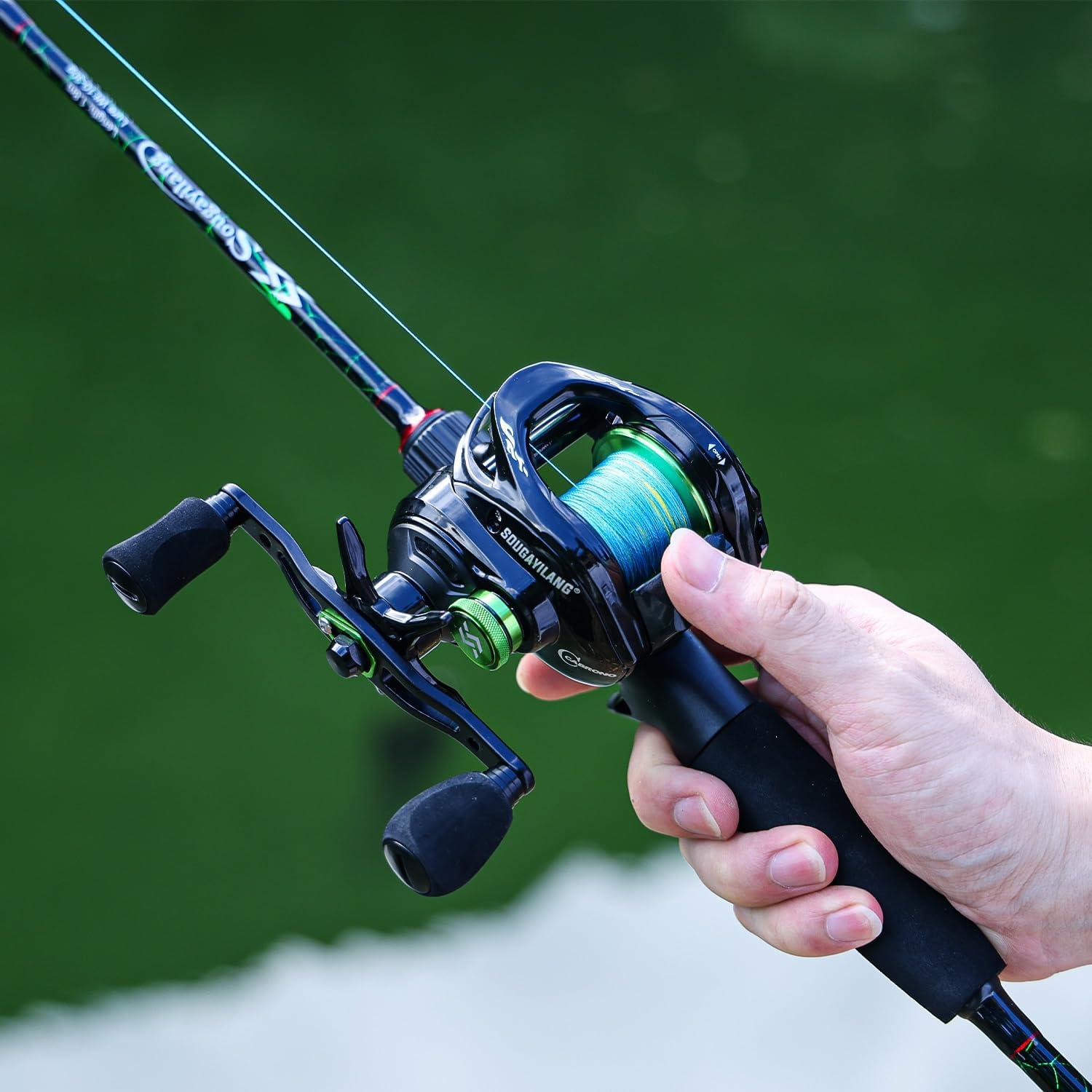 image:imageSougayilang Cool Low Profile Baitcaster Reel 300 Size 721 Gear Ratio 16lbs Max Drag Ultra Smooth for Catfish Musky BassGreenLXC300 Left Handed
