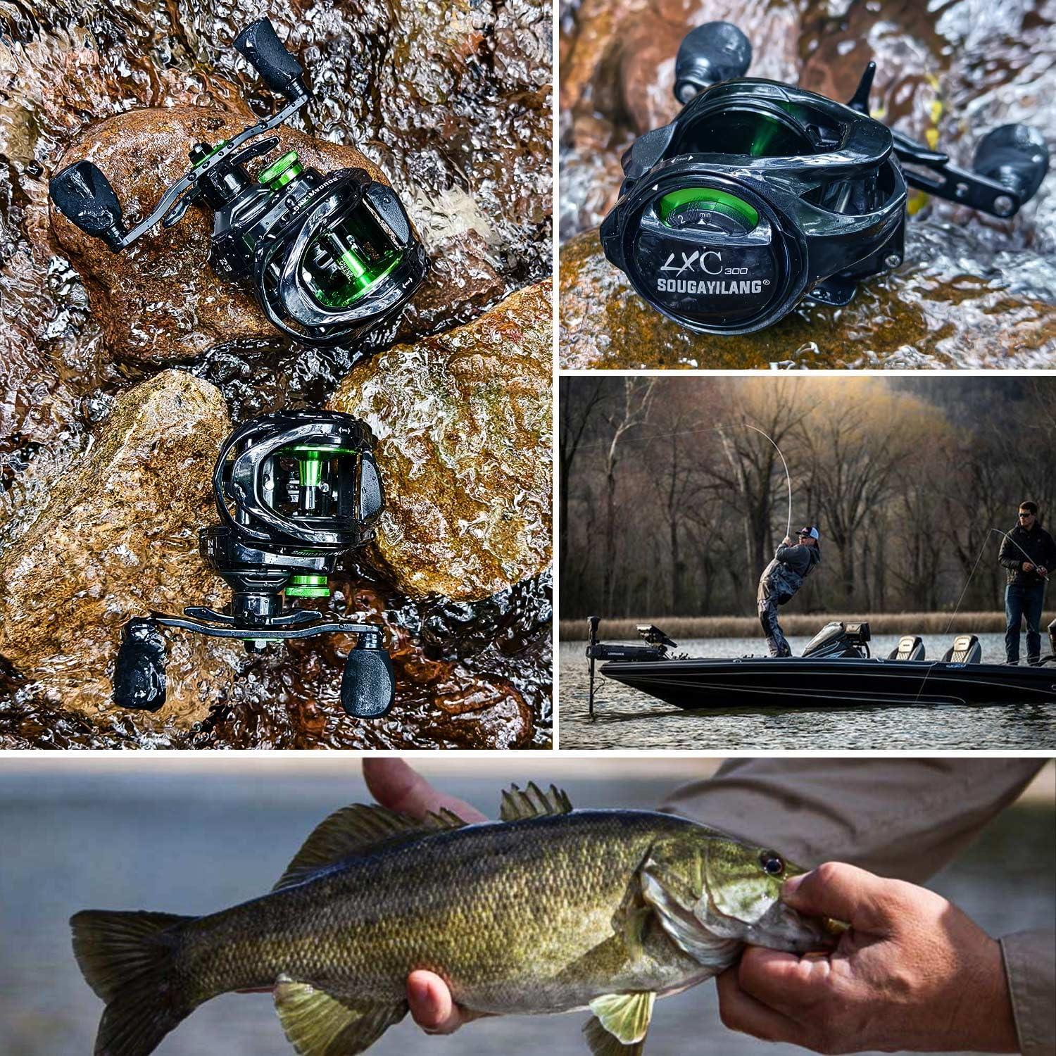 image:imageSougayilang Cool Low Profile Baitcaster Reel 300 Size 721 Gear Ratio 16lbs Max Drag Ultra Smooth for Catfish Musky BassGreenLXC300 Right Handed