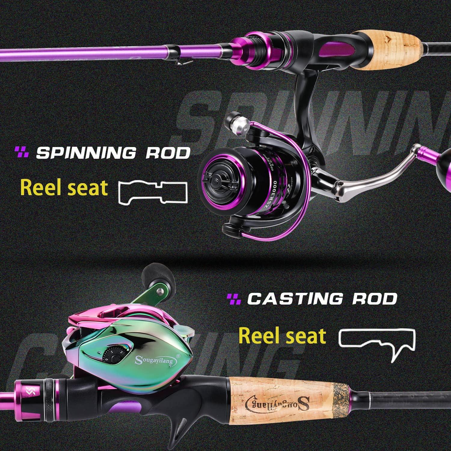 image:imageSougayilang Fishing Pole 2PC Fishing Rod with EVA Cork Handle GripPurple